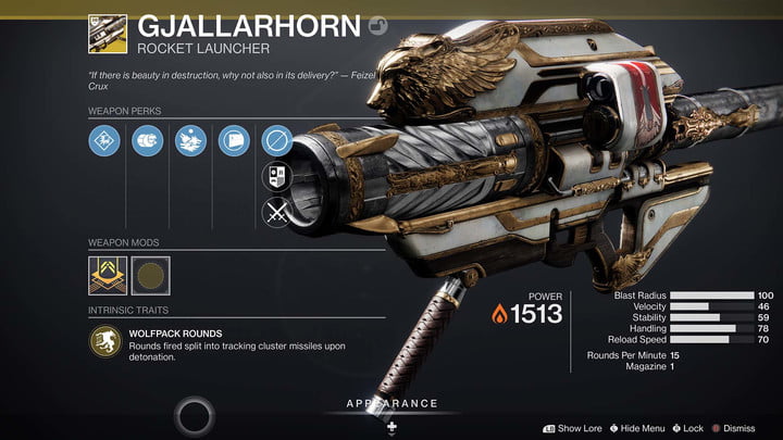 The inventory card for Gjallahorn in Destiny 2.