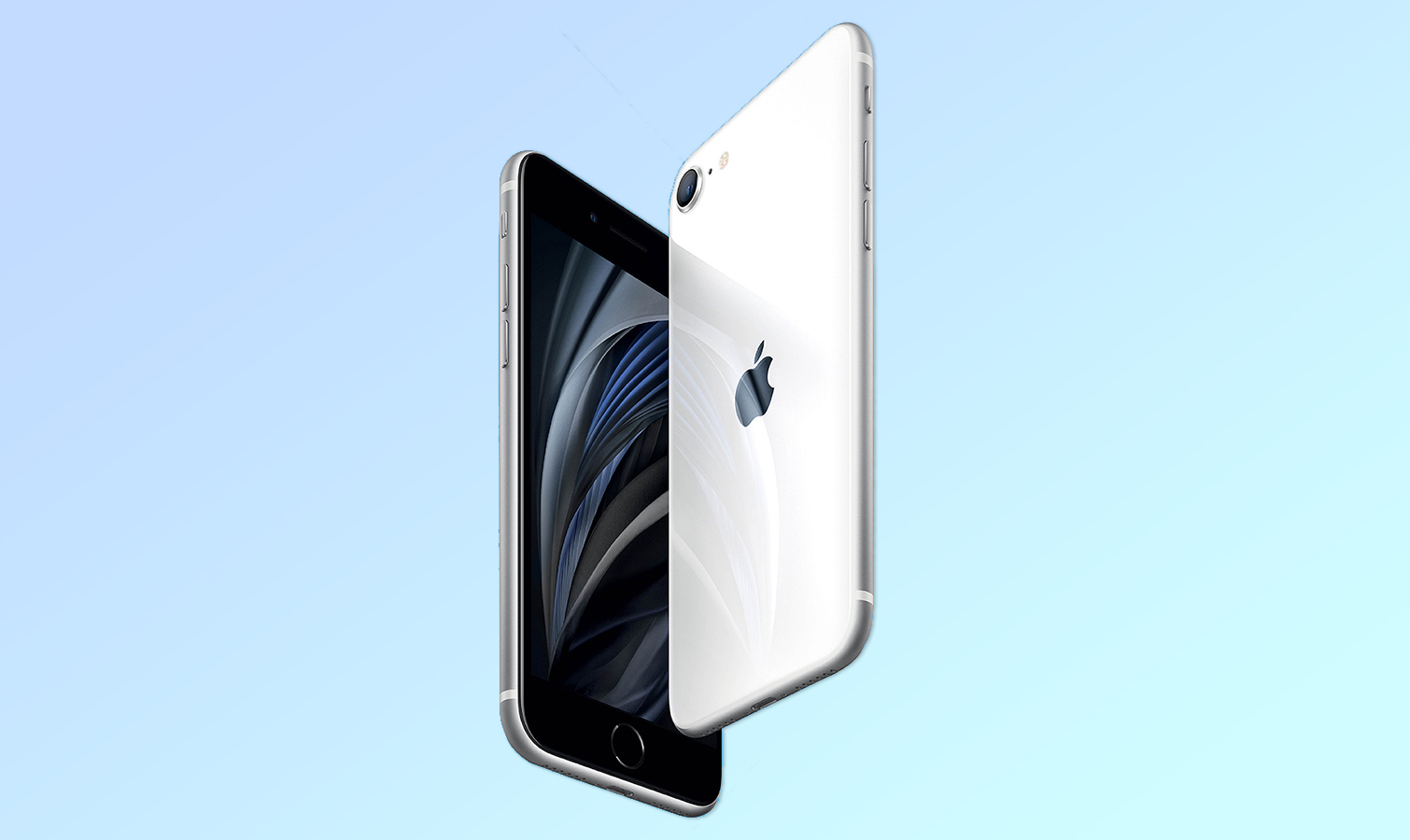 iPhone SE on colored background