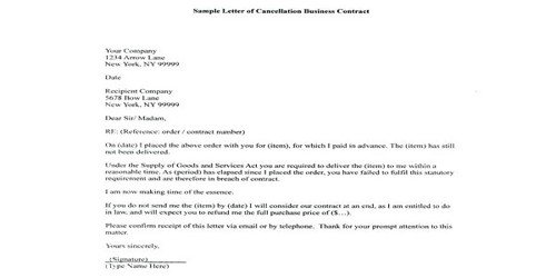termination of contract letter