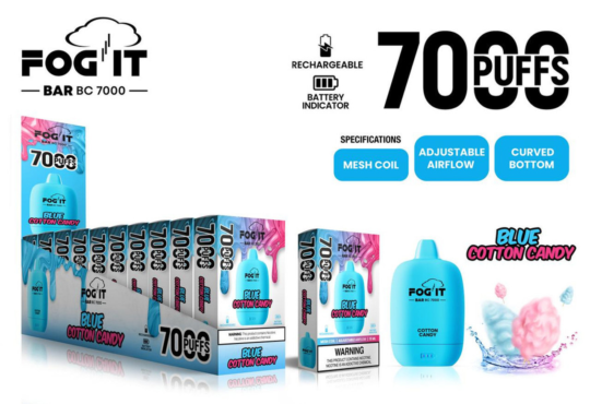 Fog It Bar Bc7000 Rechargeable 5% Nicotine Disposable 7000 Puffs 15ml - Blue Cotton Candy